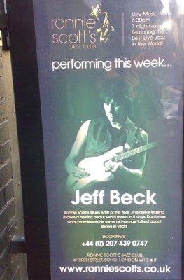 Jeff Beck -keikan mainos Lontoossa